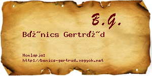 Bénics Gertrúd névjegykártya